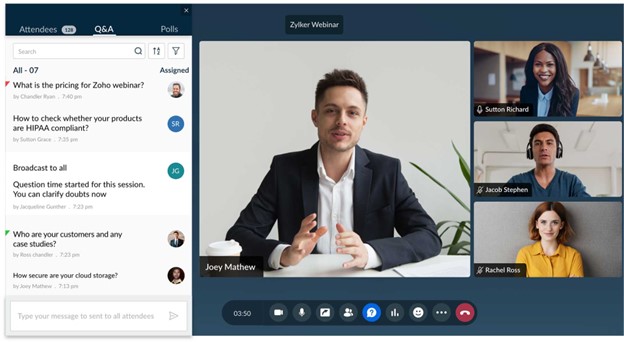 screenshot of Zoho Webinar